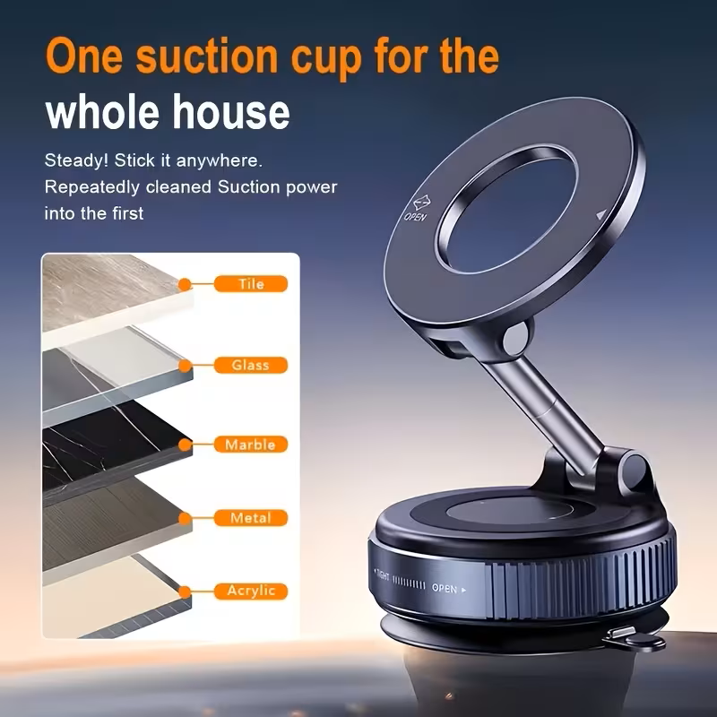 MagGrip Pro suction cup sticks to tile, glass, marble, metal and acrylic surfaces